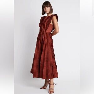 Elegant Rust Sleeveless Dress